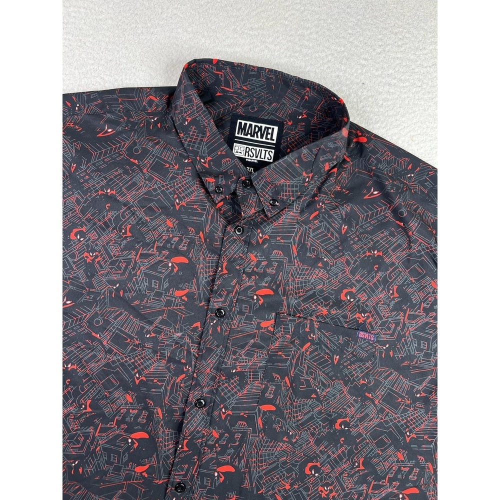 RSVLTS Shirt Mens 3XL Black Marvel Comics Spiderman Miles Morales S/S Button Up - Picture 3 of 9
